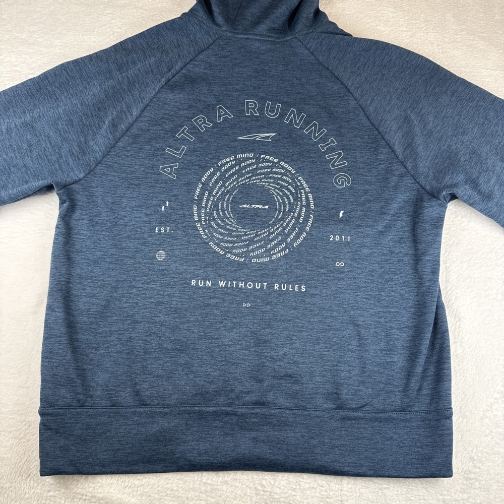 Altra Running Women's Size Small Run Without Rules Graphic Hoodie Heather Blue
